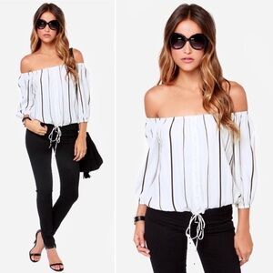 Faithfull The Brand Off Shoulder Striped Top